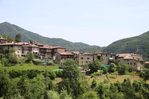 view of the small village of " Costa di Gargnano " in the mountains of Garda lake in northern Italy