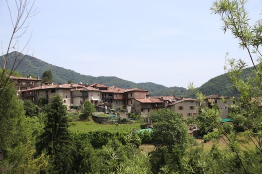 view of the small village of " Costa di Gargnano " in the mountains of Garda lake in northern Italy