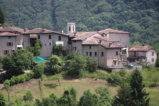 view of the small village of " Costa di Gargnano " in the mountains of Garda lake in northern Italy