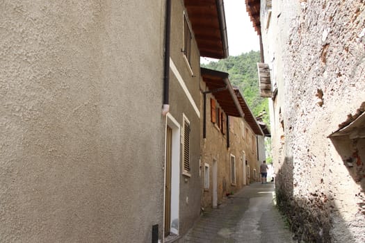 view of the small village of " Costa di Gargnano " in the mountains of Garda lake in northern Italy