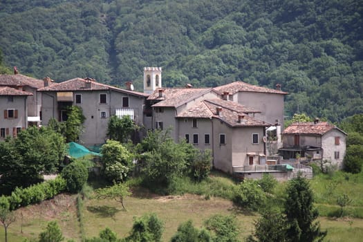 view of the small village of " Costa di Gargnano " in the mountains of Garda lake in northern Italy