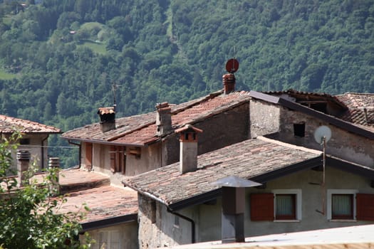 view of the small village of " Costa di Gargnano " in the mountains of Garda lake in northern Italy