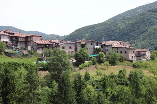 view of the small village of " Costa di Gargnano " in the mountains of Garda lake in northern Italy