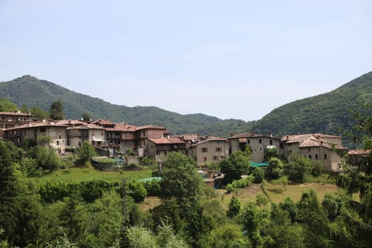 view of the small village of " Costa di Gargnano " in the mountains of Garda lake in northern Italy