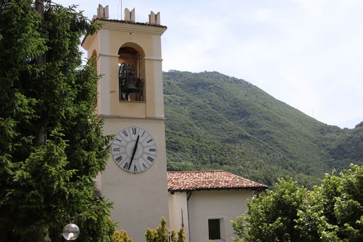 view of the small village of " Costa di Gargnano " in the mountains of Garda lake in northern Italy