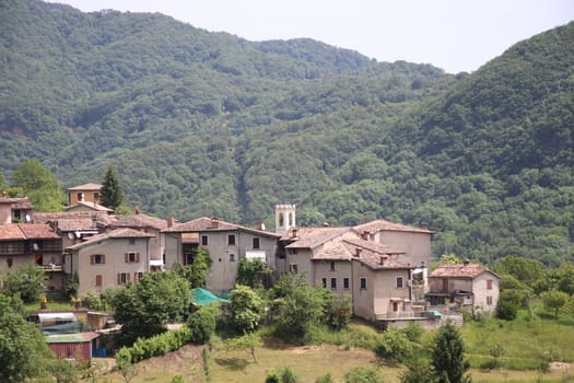 view of the small village of " Costa di Gargnano " in the mountains of Garda lake in northern Italy