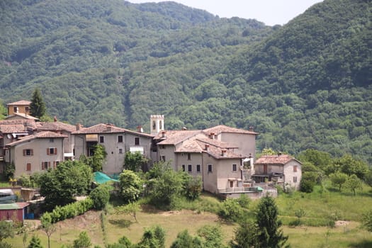 view of the small village of " Costa di Gargnano " in the mountains of Garda lake in northern Italy