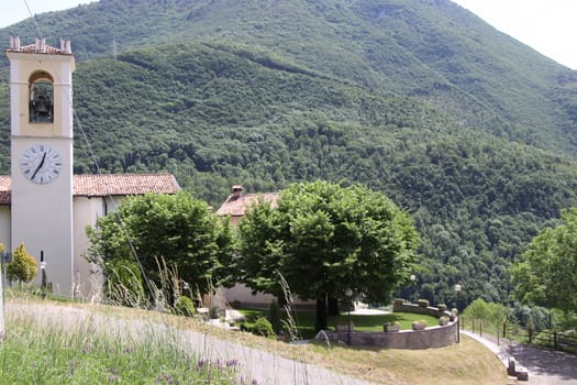 view of the small village of " Costa di Gargnano " in the mountains of Garda lake in northern Italy