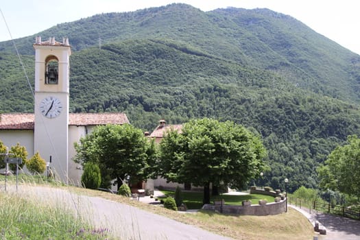 view of the small village of " Costa di Gargnano " in the mountains of Garda lake in northern Italy