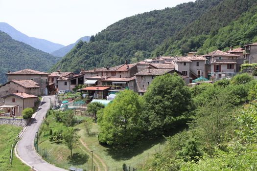 view of the small village of " Costa di Gargnano " in the mountains of Garda lake in northern Italy