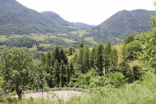 view of the small village of " Costa di Gargnano " in the mountains of Garda lake in northern Italy