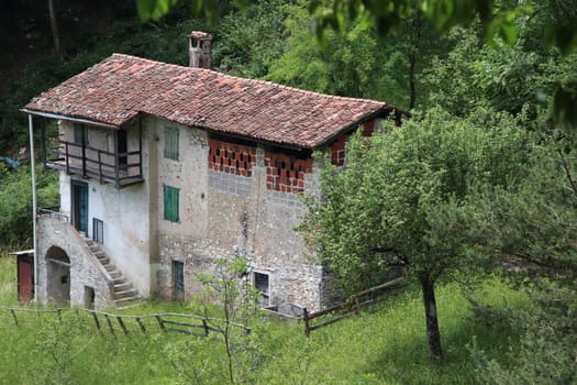 view of the small village of " Costa di Gargnano " in the mountains of Garda lake in northern Italy