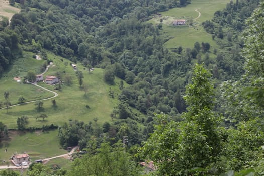 view of the small village of " Costa di Gargnano " in the mountains of Garda lake in northern Italy