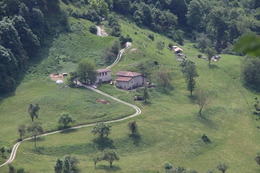 view of the small village of " Costa di Gargnano " in the mountains of Garda lake in northern Italy