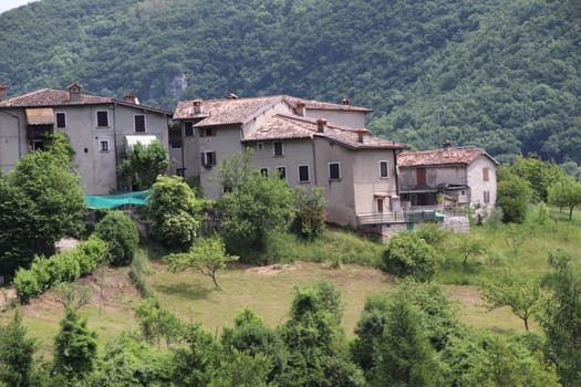 view of the small village of " Costa di Gargnano " in the mountains of Garda lake in northern Italy