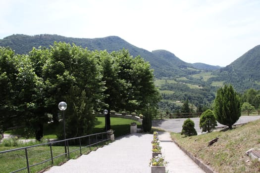 view of the small village of " Costa di Gargnano " in the mountains of Garda lake in northern Italy