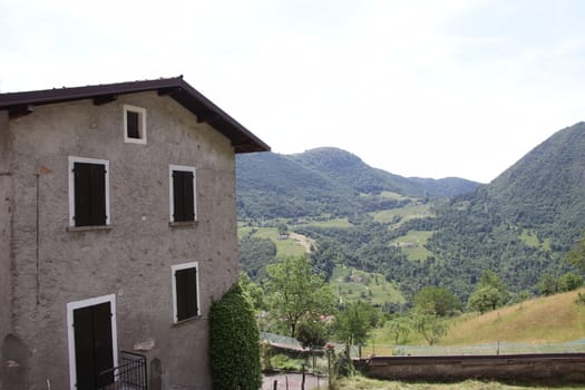 view of the small village of " Costa di Gargnano " in the mountains of Garda lake in northern Italy