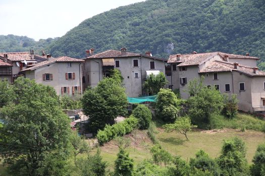 view of the small village of " Costa di Gargnano " in the mountains of Garda lake in northern Italy