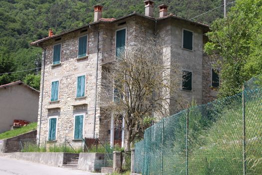 view of the small village of " Costa di Gargnano " in the mountains of Garda lake in northern Italy