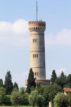 Monumental Tower of St. Martin of the Battle (San Martino della Battaglia) near the Lake Garda in neo-gothic style, 1878. National monument of the Italian Risorgimento. Desenzano del Garda, Brescia, Lombardy, Italy, Europe