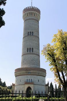 Monumental Tower of St. Martin of the Battle (San Martino della Battaglia) near the Lake Garda in neo-gothic style, 1878. National monument of the Italian Risorgimento. Desenzano del Garda, Brescia, Lombardy, Italy, Europe