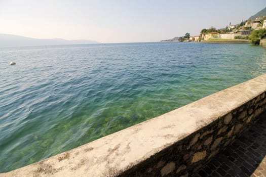 Wooden promenade in Gargnano, on Garda lake in northern Italy