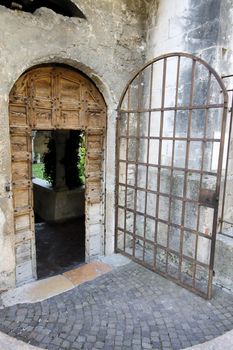 ancient door of a old building in northern Italy