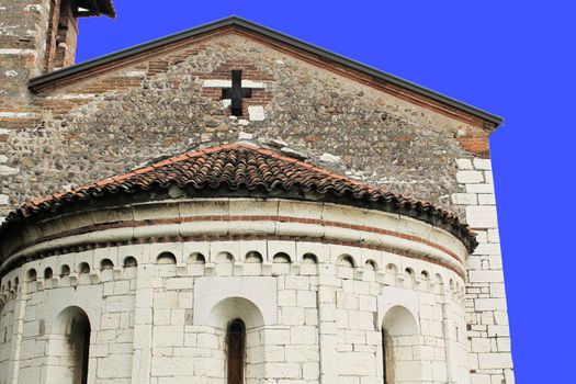 The ancient church of the Romanesque Pieve of Pontenove spans in the Brescia countryside - Lombardy - Italy