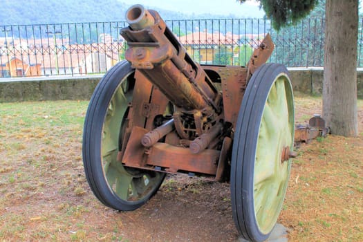 Cannon on green grass