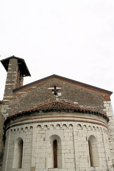 The ancient church of the Romanesque Pieve of Pontenove spans in the Brescia countryside - Lombardy - Italy