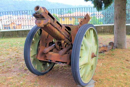 Cannon on green grass