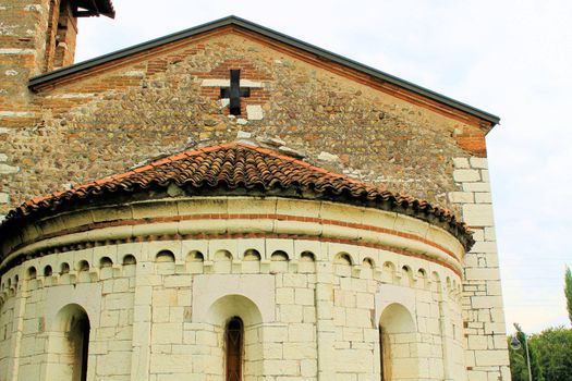 The ancient church of the Romanesque Pieve of Pontenove spans in the Brescia countryside - Lombardy - Italy