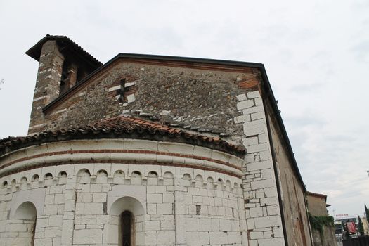 The ancient church of the Romanesque Pieve of Pontenove spans in the Brescia countryside - Lombardy - Italy