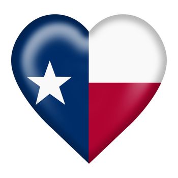 A Texas flag heart button isolated on white with clipping path