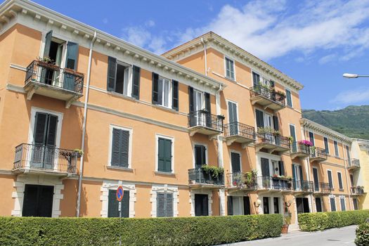 architecture in a small village Bogliaco on Garda lake in northern Italy