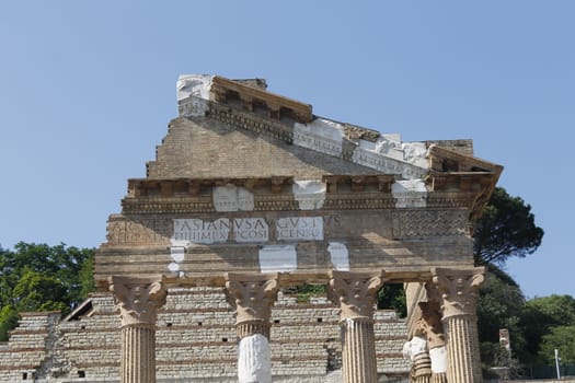 The Capitolium in the Roman forum is located in the centre of Brescia city in north Italy