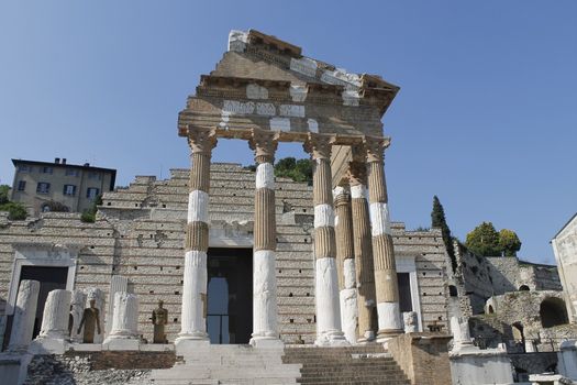 The Capitolium in the Roman forum is located in the centre of Brescia city in north Italy