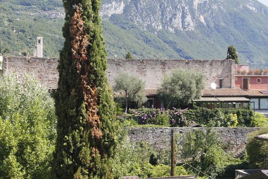 architecture in a small village Bogliaco on Garda lake in northern Italy