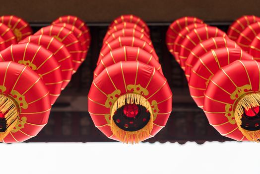 Red chinese lanterns hanging for the chinese new year in Chengdu, China