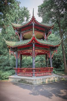 Chinese pavilion in a park, Chengdu, China