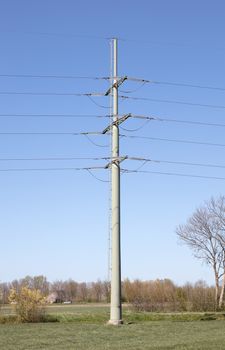 Electricity pole in nature, Friesland, the Netherlands