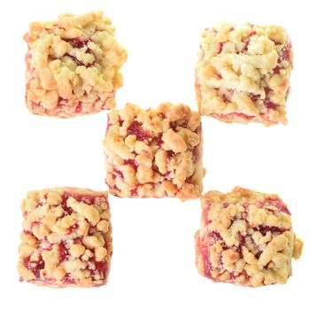 Shortbread with jam top view isolated on a white background.