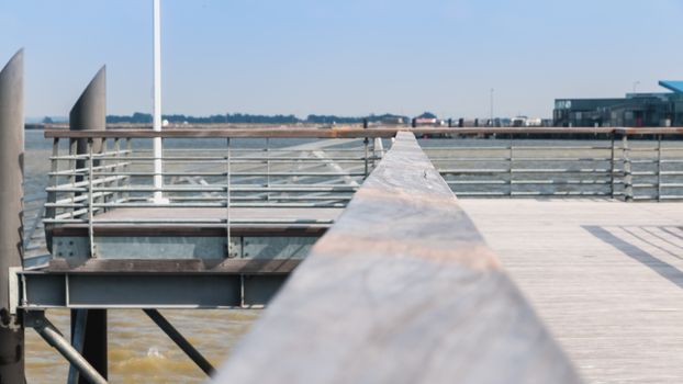 modern pontoon bridge in Noirmoutier island in France