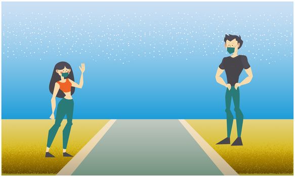 girl and a boy meeting on road