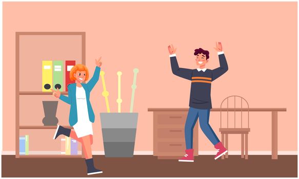 couple is dancing at home