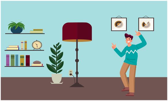 boy is dancing alone in a room