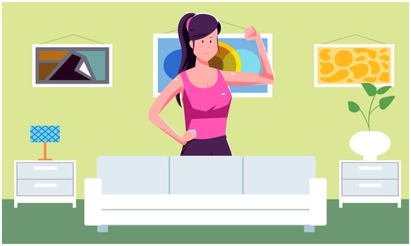 girl doing daily exercise at home