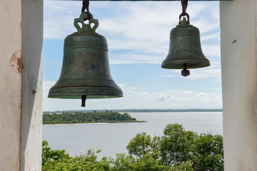 Bell tower of Nossa Senhora do Desterro chapel at  Alcantara on Brazil