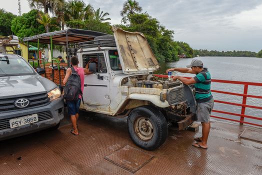 Barreirinhas, Brazil - 11 January 2019: small ferry boat at Barreirinhas on Brazil