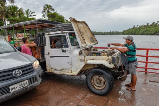 Barreirinhas, Brazil - 11 January 2019: small ferry boat at Barreirinhas on Brazil